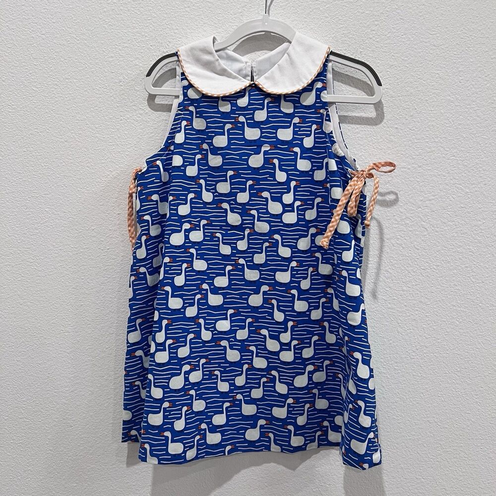 Red Beans Girls Collared Dress Size 5 Novelty Print Goose Artsy Party Preppy